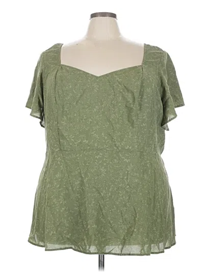 Pre-owned Torrid Short Sleeve Blouse In Green