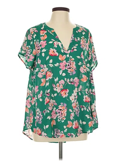 Pre-owned Torrid Short Sleeve Blouse In Green