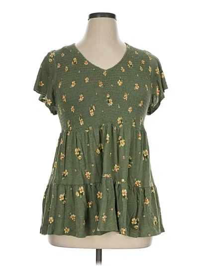 Pre-owned Torrid Short Sleeve Blouse In Green