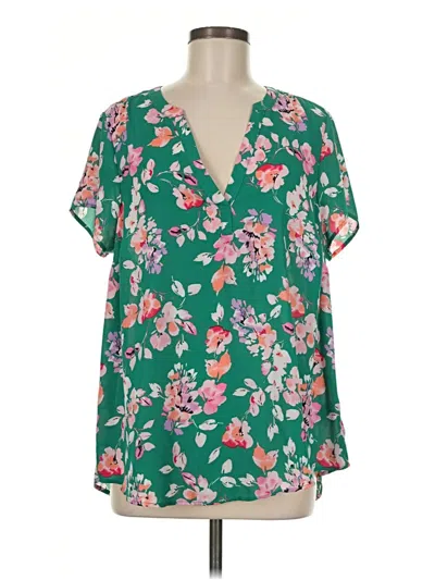 Pre-owned Torrid Short Sleeve Blouse In Green