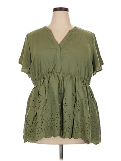 Torrid Short Sleeve Blouse In Green