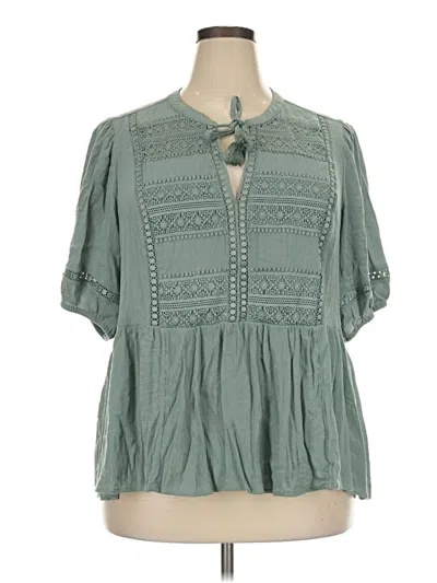 Pre-owned Torrid Short Sleeve Blouse In Green