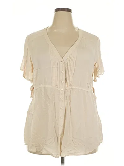 Torrid Short Sleeve Blouse In Neutral