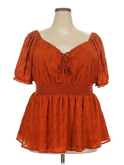 Pre-owned Torrid Short Sleeve Blouse In Orange