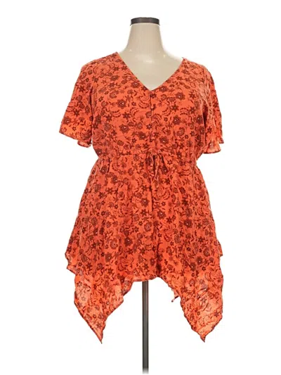 Pre-owned Torrid Short Sleeve Blouse In Orange