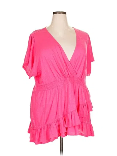 Pre-owned Torrid Short Sleeve Blouse In Pink