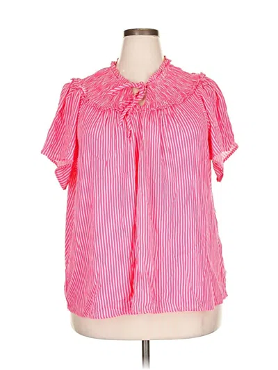 Pre-owned Torrid Short Sleeve Blouse In Pink