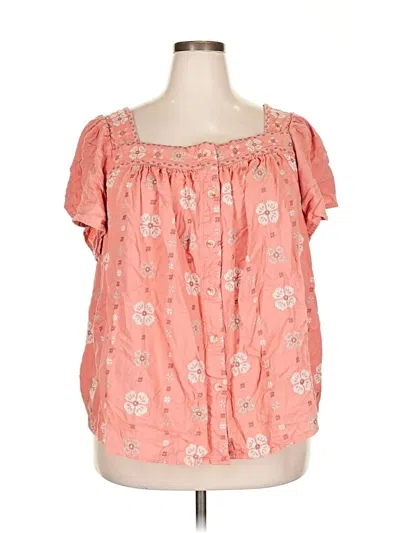 Pre-owned Torrid Short Sleeve Blouse In Pink