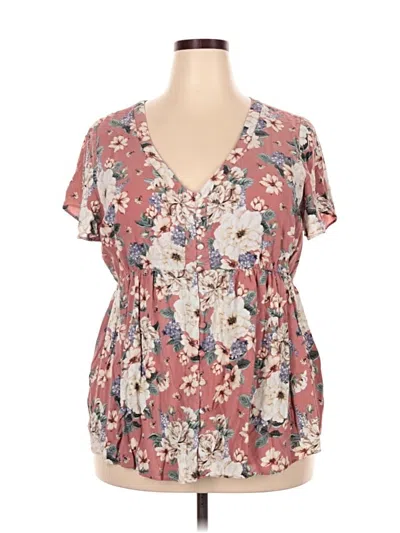 Pre-owned Torrid Short Sleeve Blouse In Pink
