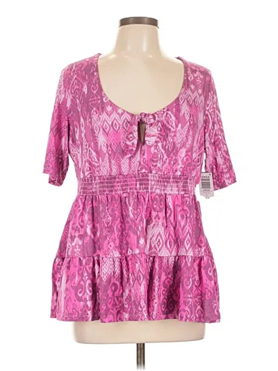 Pre-owned Torrid Short Sleeve Blouse In Pink