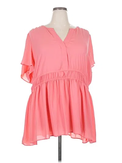 Pre-owned Torrid Short Sleeve Blouse In Pink