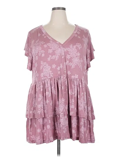 Pre-owned Torrid Short Sleeve Blouse In Pink