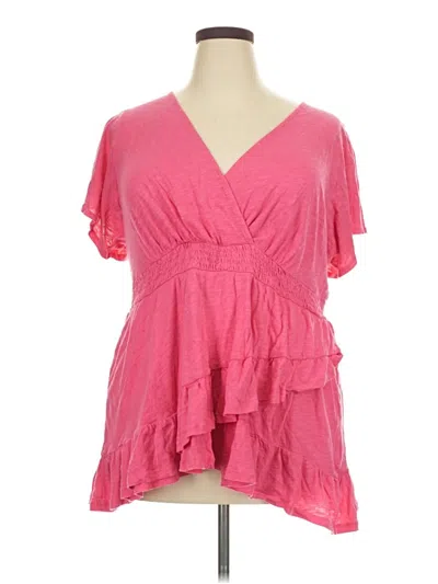 Pre-owned Torrid Short Sleeve Blouse In Pink