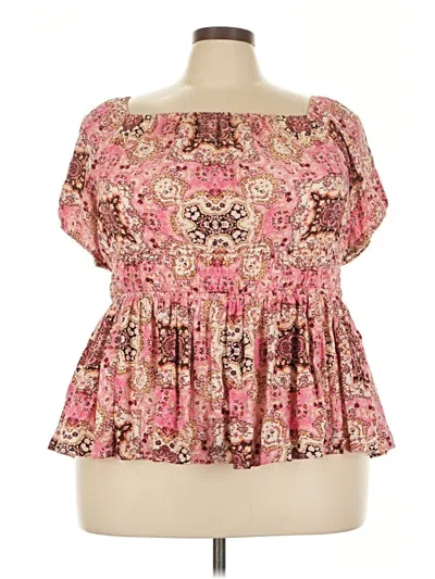 Pre-owned Torrid Short Sleeve Blouse In Pink