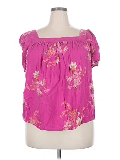 Pre-owned Torrid Short Sleeve Blouse In Pink