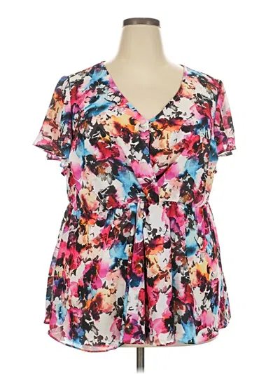Pre-owned Torrid Short Sleeve Blouse In Pink