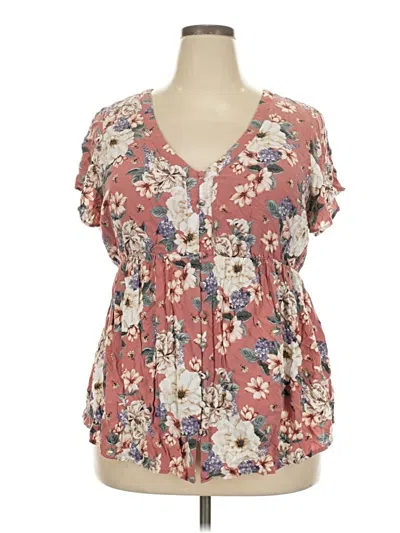 Pre-owned Torrid Short Sleeve Blouse In Pink