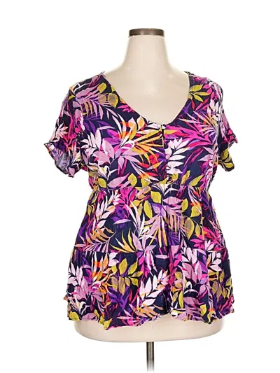 Pre-owned Torrid Short Sleeve Blouse In Purple