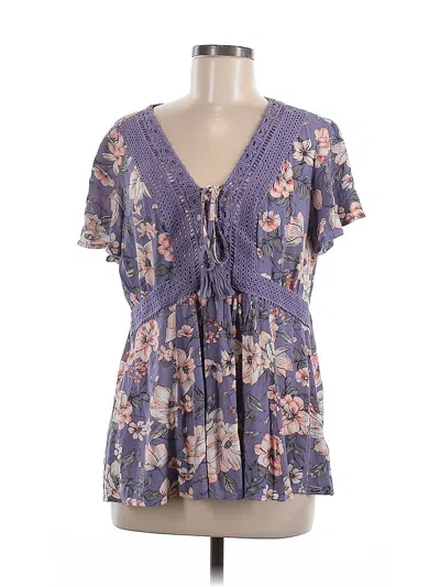 Pre-owned Torrid Short Sleeve Blouse In Purple