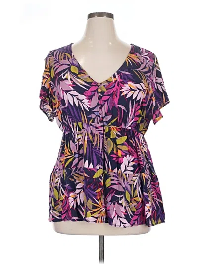 Pre-owned Torrid Short Sleeve Blouse In Purple