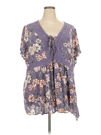 Pre-owned Torrid Short Sleeve Blouse In Purple