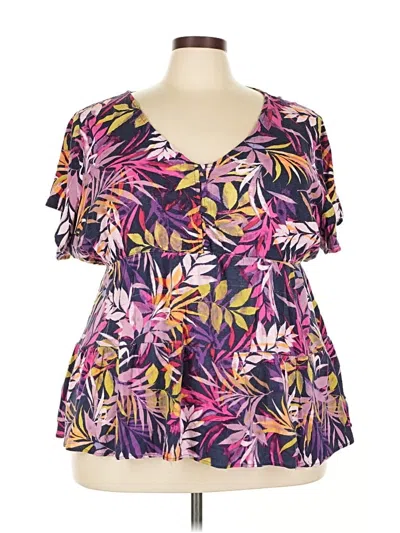 Pre-owned Torrid Short Sleeve Blouse In Purple