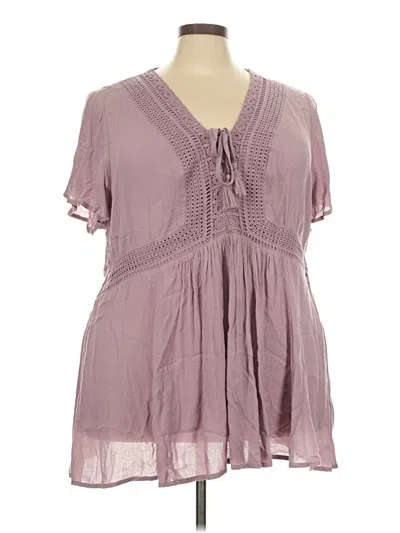 Torrid Short Sleeve Blouse In Purple