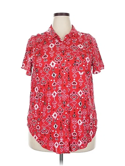 Pre-owned Torrid Short Sleeve Blouse In Red