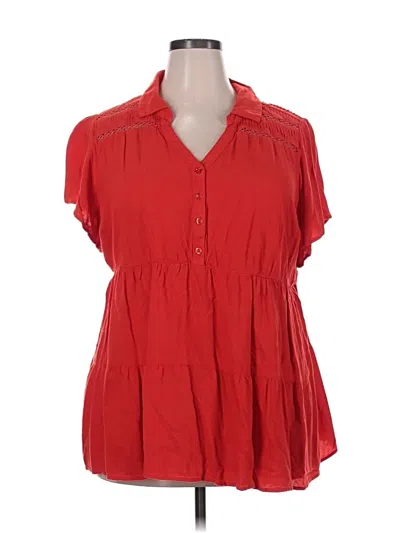 Pre-owned Torrid Short Sleeve Blouse In Red