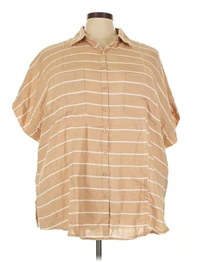 Pre-owned Torrid Short Sleeve Blouse In Tan