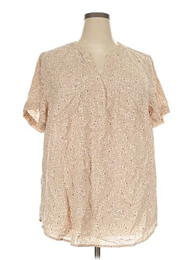 Pre-owned Torrid Short Sleeve Blouse In Tan