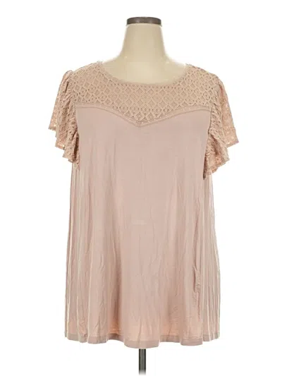 Pre-owned Torrid Short Sleeve Blouse In Tan