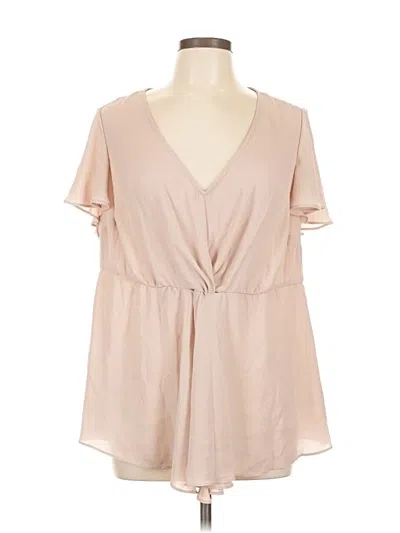 Pre-owned Torrid Short Sleeve Blouse In Tan