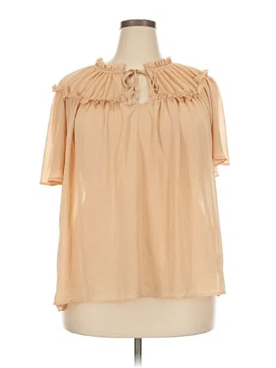 Pre-owned Torrid Short Sleeve Blouse In Tan