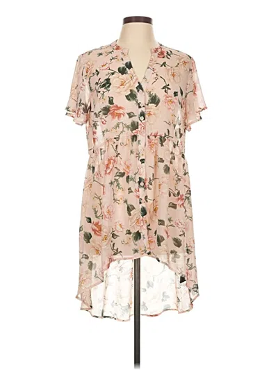 Pre-owned Torrid Short Sleeve Blouse In Tan