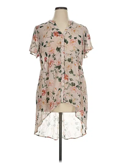 Pre-owned Torrid Short Sleeve Blouse In Tan