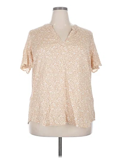 Pre-owned Torrid Short Sleeve Blouse In Tan