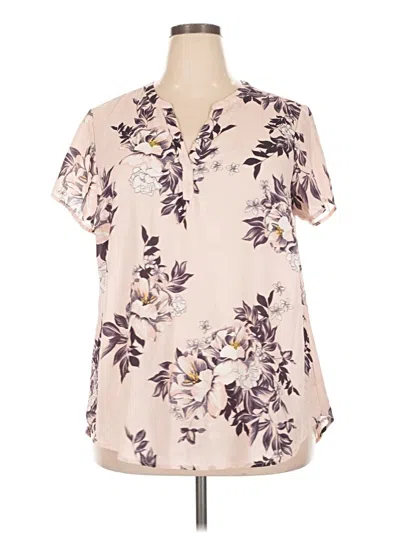 Pre-owned Torrid Short Sleeve Blouse In Tan