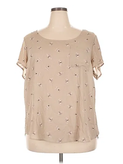 Pre-owned Torrid Short Sleeve Blouse In Tan