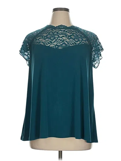 Pre-owned Torrid Short Sleeve Blouse In Teal