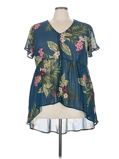 Pre-owned Torrid Short Sleeve Blouse In Teal