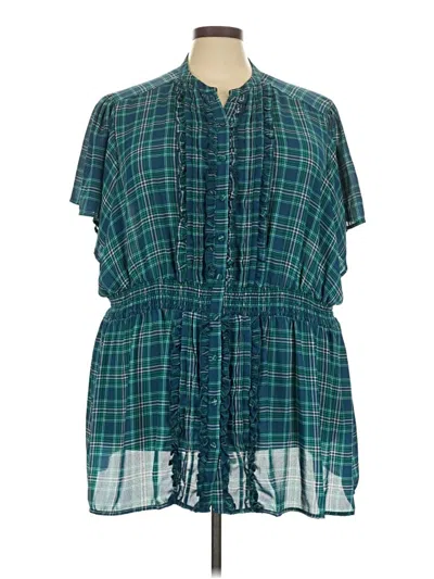 Pre-owned Torrid Short Sleeve Blouse In Teal