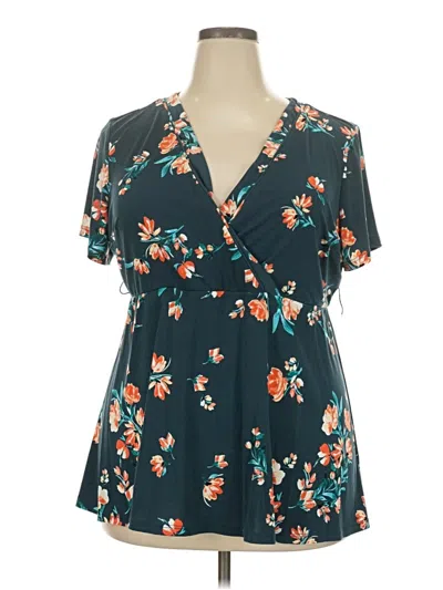 Pre-owned Torrid Short Sleeve Blouse In Teal