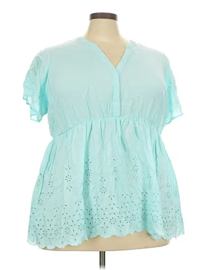 Pre-owned Torrid Short Sleeve Blouse In Teal