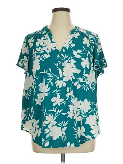 Pre-owned Torrid Short Sleeve Blouse In Teal