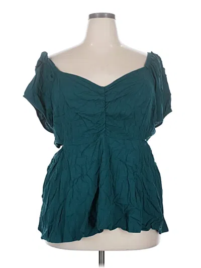 Pre-owned Torrid Short Sleeve Blouse In Teal