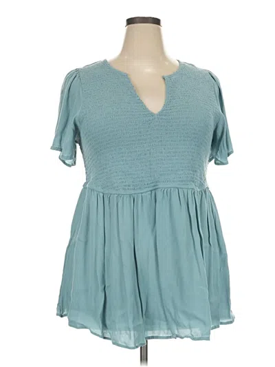 Pre-owned Torrid Short Sleeve Blouse In Teal