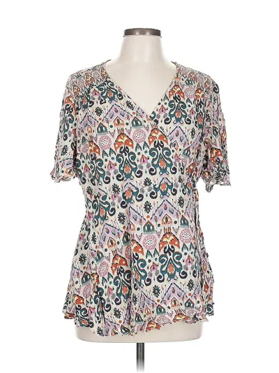 Pre-owned Torrid Short Sleeve Blouse In White