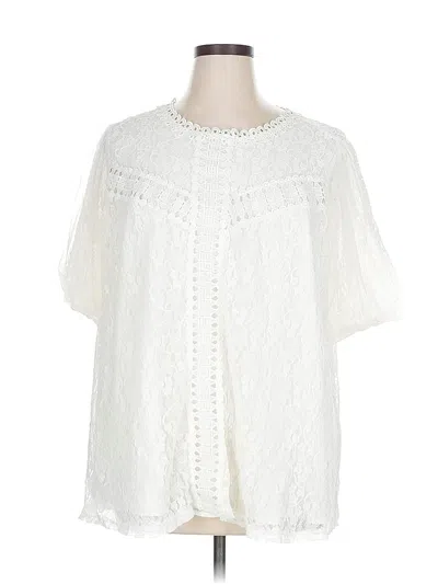 Pre-owned Torrid Short Sleeve Blouse In White