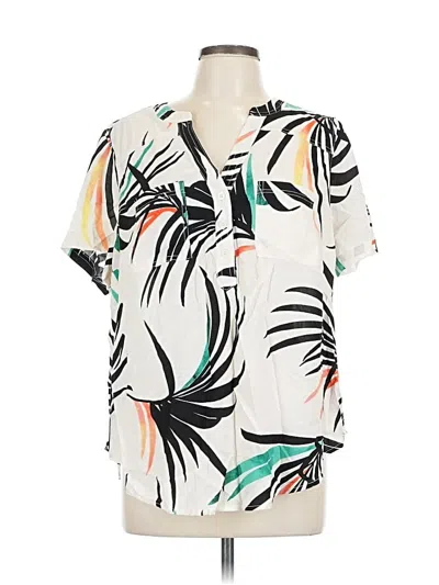 Pre-owned Torrid Short Sleeve Blouse In White